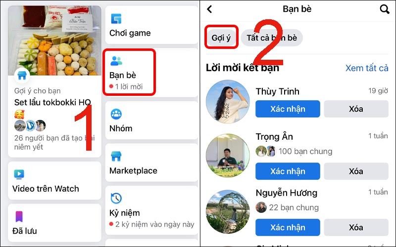Chọn danh sách bạn bè gợi ý