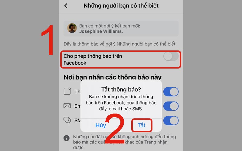 Tắt Cho phép thông báo trên Facebook