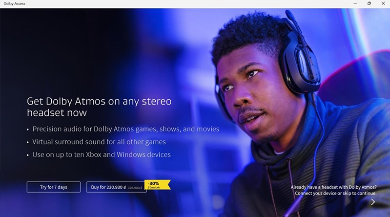Dolby Access cho phép bạn sử dụng miễn phí 7 ngày