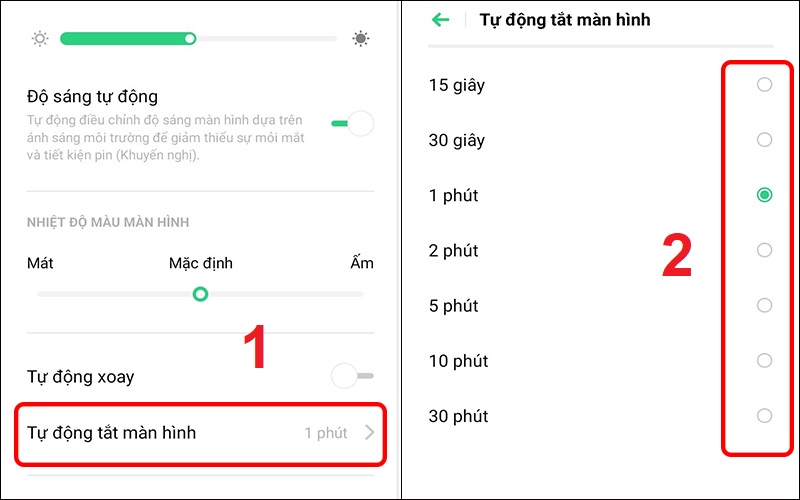 Cách cài đặt thời gian tắt màn hình điện thoại OPPO, Realme