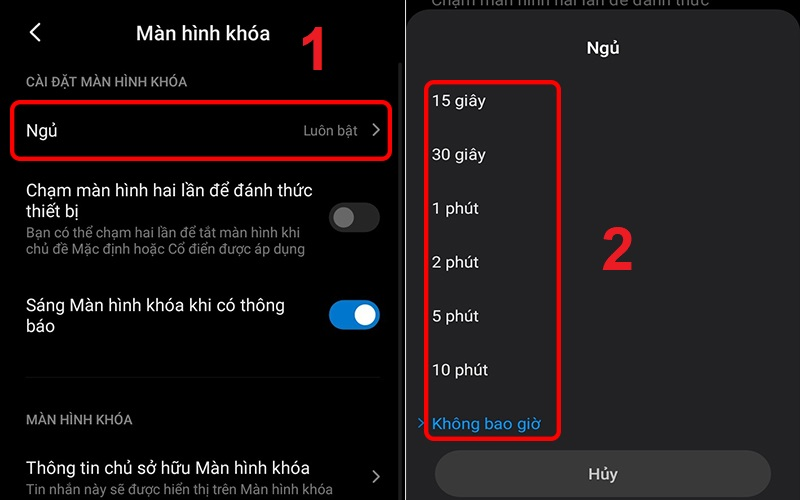 Cài đặt thời gian tắt màn hình điện thoại Xiaomi, Redmi