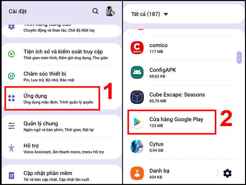 Chọn ứng dụng Cửa hàng Google Play