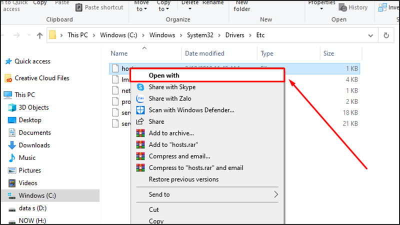 Open with Notepad