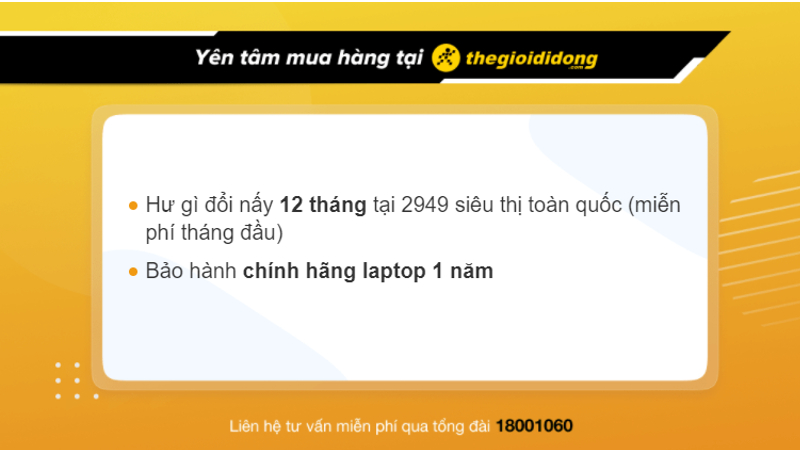 Chính sách bảo hành laptop tại Thế Giới Di Động