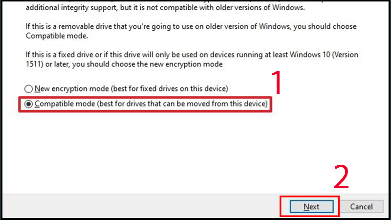 Chọn Compatible mode