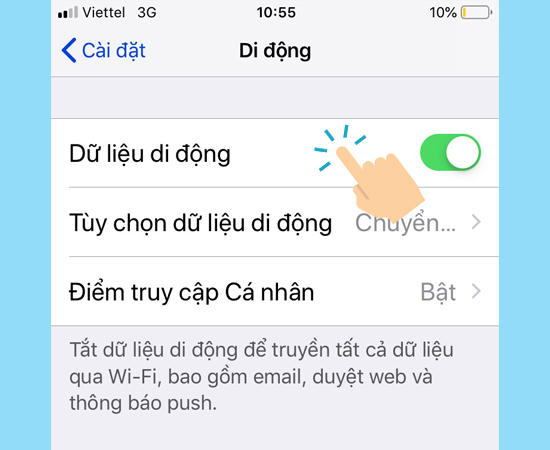 Bật Dữ Liệu Di Động (Cellular Data)