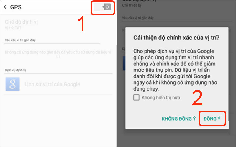 Tiến hành bật GPS