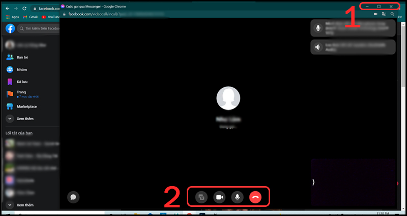 Giao diện gọi video Facebook