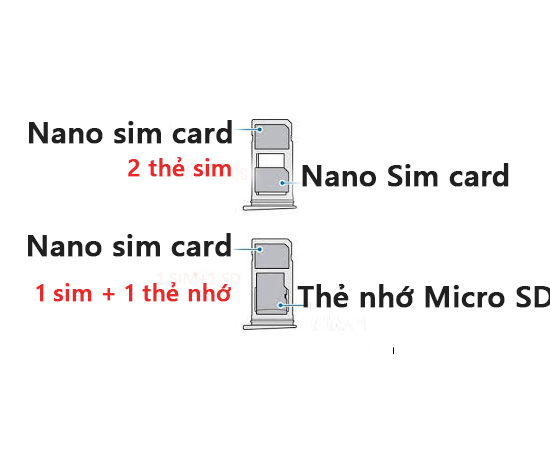 Dùng cây lấy sim cắm nhẹ vào để nật khay đựng Sim ra. Ở đây khe sim cho phép bạn lắp 2 thẻ SIM hoặc 1 SIM + 1 thẻ nhớ