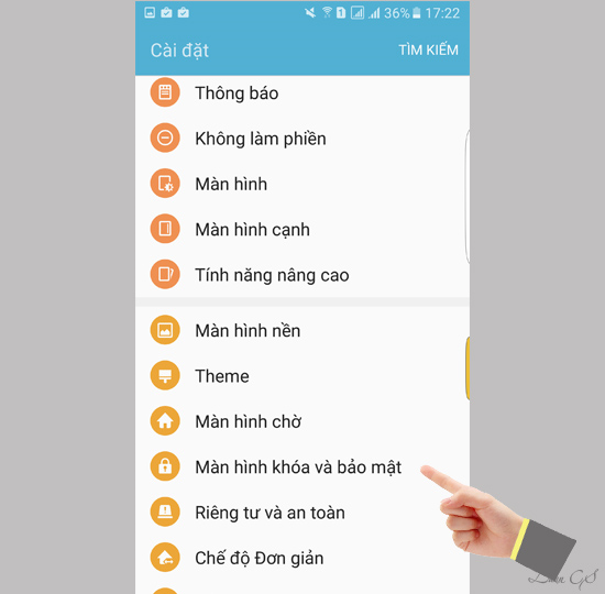Vào tiếp "Màn hình khóa và bảo mật"