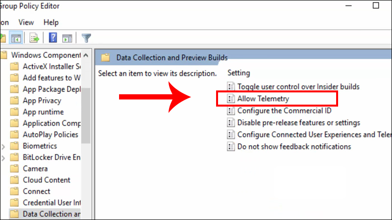 Sửa lại Allow Telemetry