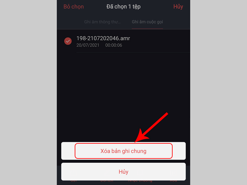 Nhấn vào Xóa bản ghi chung để hoàn tất