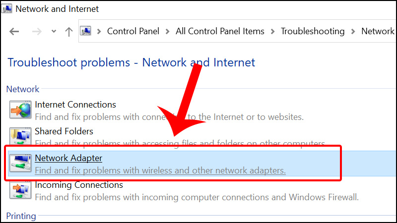 Nhấn chọn Network Adapter 