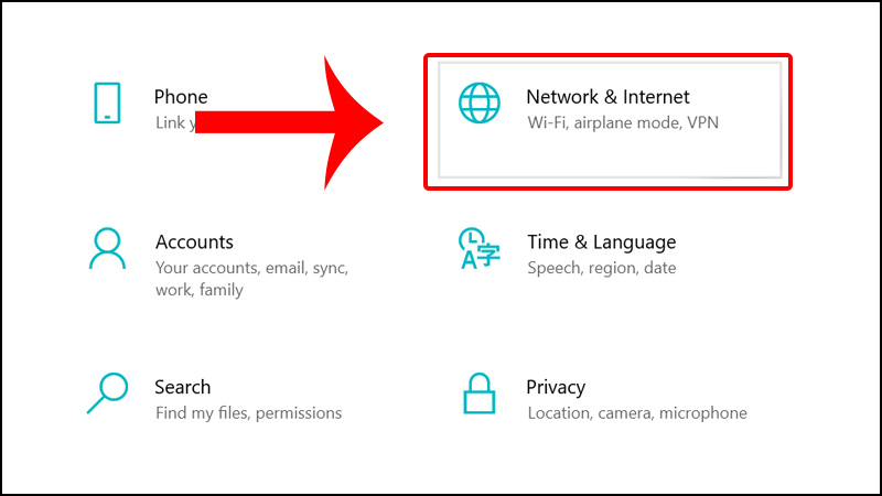 Chọn Network & Internet