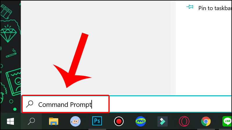 Nhập Command Prompt ở mục tìm kiếm