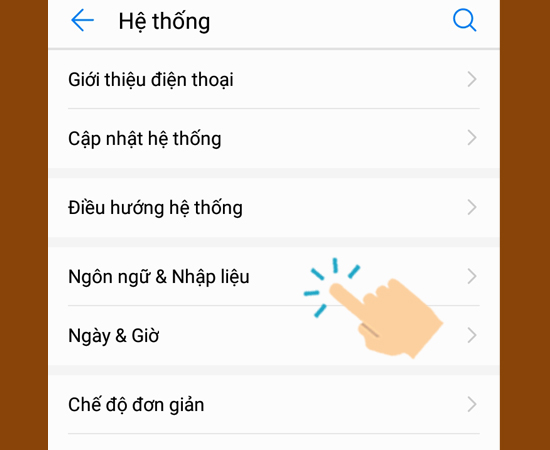 Vào Ngôn ngữ & Nhập liệu