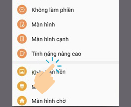 vào cài đặt và chọn tính năng cao