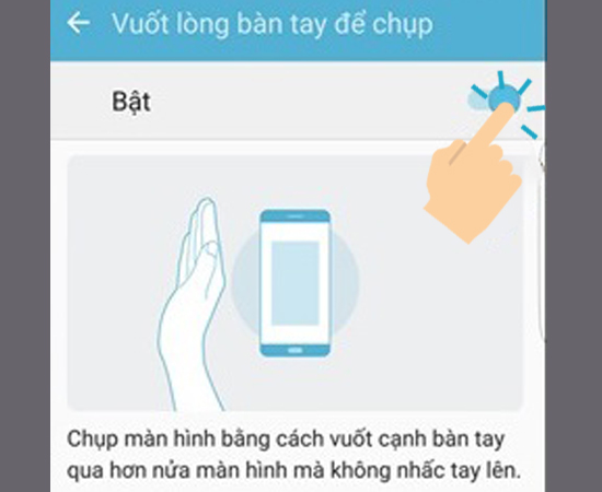 chọn Bật để mở tính năng