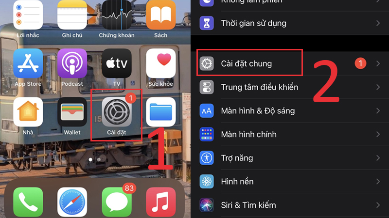 Vào Cài đặt, chọn Cài đặt chung