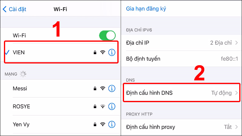 Định cấu hình DNS của mạng WiFi