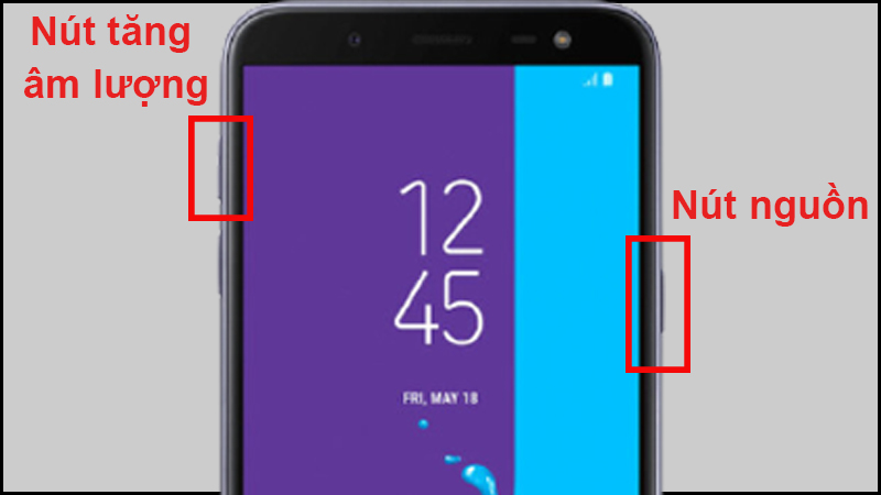 Nhấn đồng thời nút nguồn và âm lượng