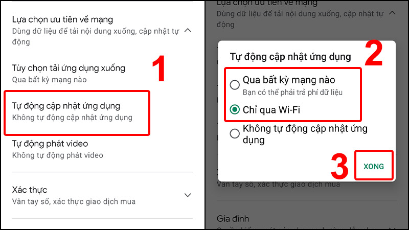 Thiết lập tự động cập nhật ứng dụng 