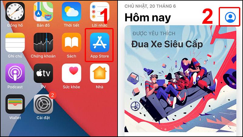 Vào tài khoản App Store