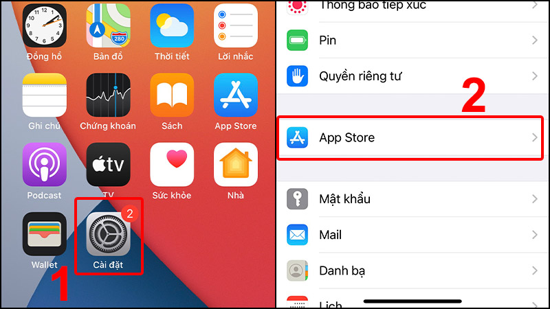 Vào Cài đặt và chọn App Store