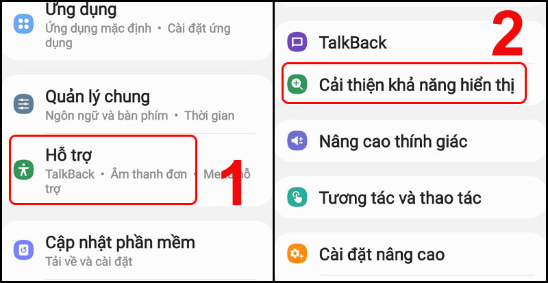 Tìm đến tính năng Cải thiện khả năng hiển thị