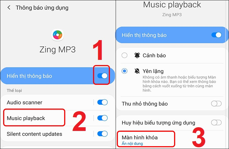 Hiển thị thông báo Zing MP3 trên màn hình khóa