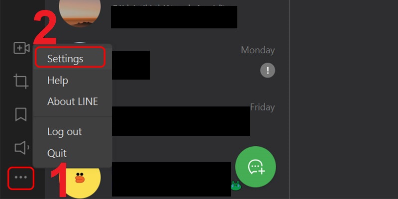 Truy cập LINE trên máy tính và chọn biểu tượng ba chấm