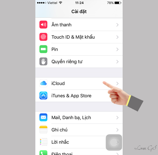 Vào iCloud