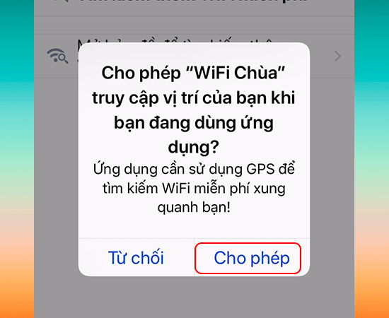 Cho phép truy cập vị trí của bạn