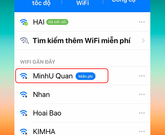 Truy cập vào mạng Wi-Fi miễn phí