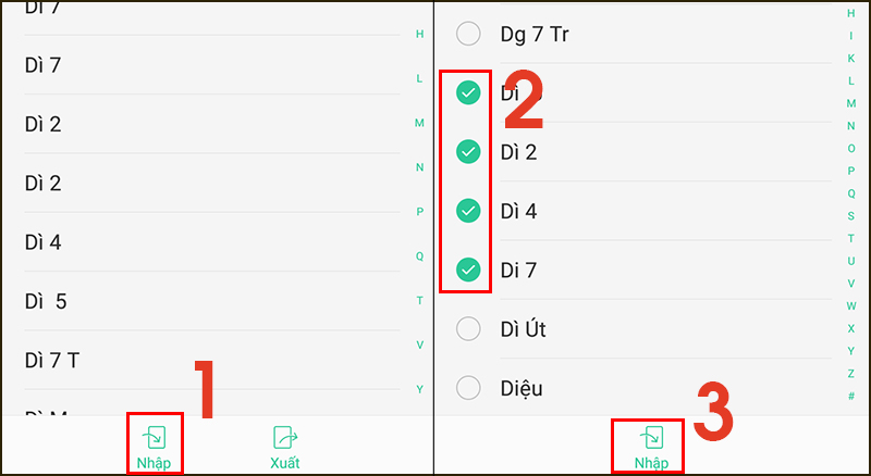  Chọn tất cả danh bạ từ máy để nhập vào SIM