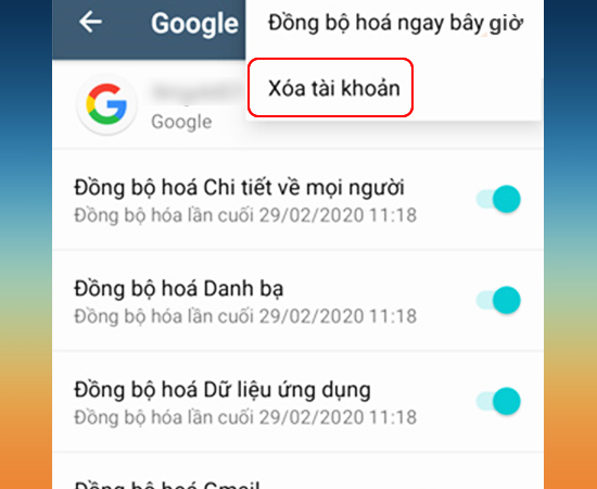 Chọn Xóa tài khoản