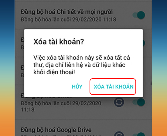 Đồng ý Xóa tài khoản