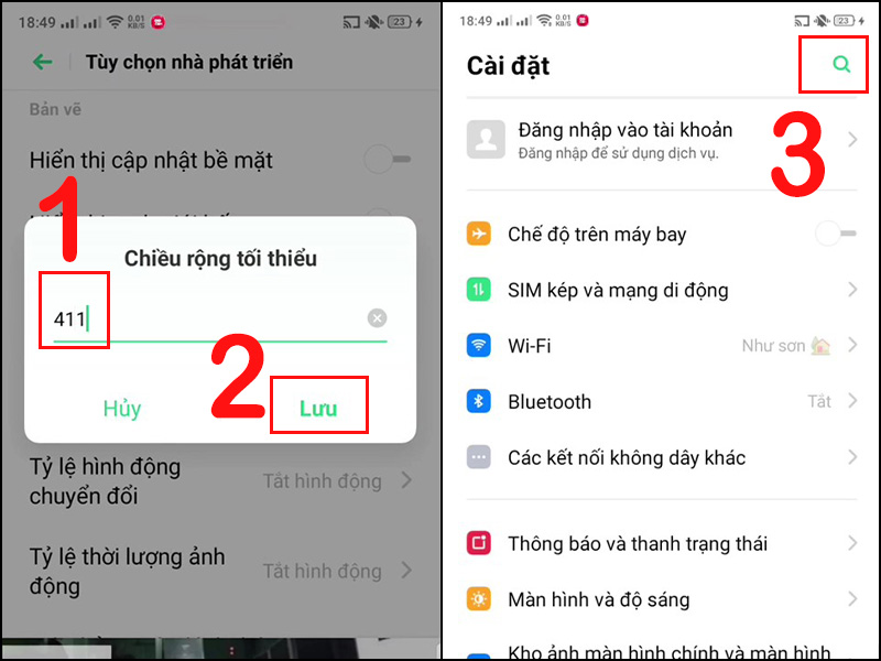  Nhập 411, nhấn Lưu, ra lại giao diện trong phần Cài đặt