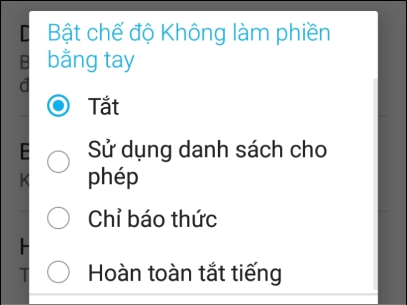 Các chế độ cài đặt