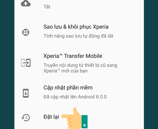 Bước 2: Chọn Đặt lại.