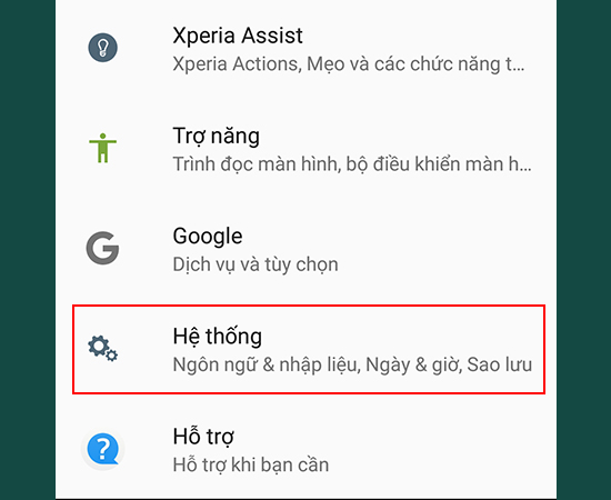 Bước 1: Vào Cài đặt > Chọn Hệ thống.