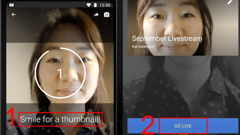 Chọn thumbnail cho video và chọn GO LIVE để bắt đầu