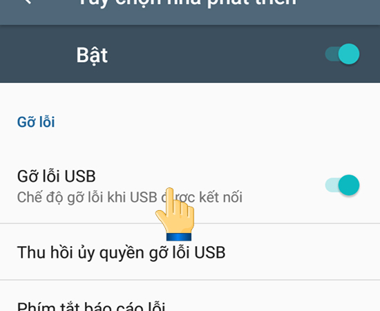 Chọn gỡ lỗi USB