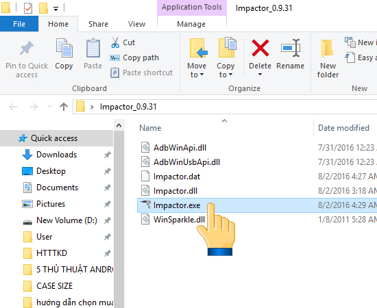 Mở file Impactor.exe