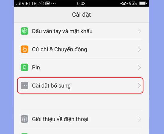 Bước 2: Tiếp theo đến Cài đặt bổ sung.