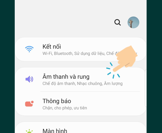 vào Âm thanh và rung