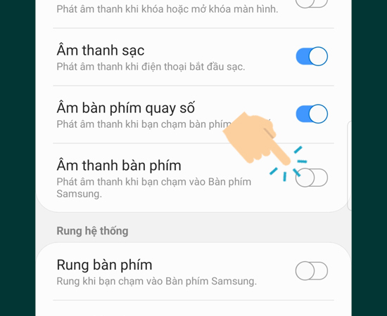 Tắt Âm thanh bàn phím và Rung bàn phím