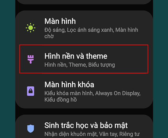 Bước 1: Vào Cài đặt > Chọn Hình nền và theme.