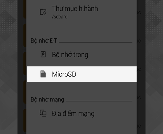 Bước 6: Chọn vị trí lưu, ở đây mình chuyển qua thẻ SD nên mình sẽ chọn SD 