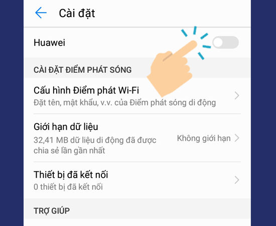 Bật phát wifi lên